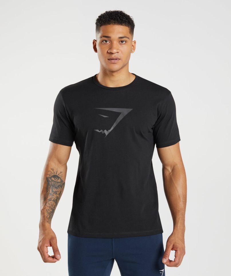 Men\'s Gymshark Sharkhead Infill T-Shirts Black | CA N17568